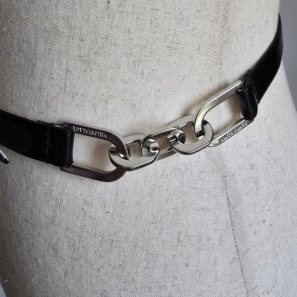 White House Black Market, New Black Silver Chain Link Leather Belt SZ Small main image 10